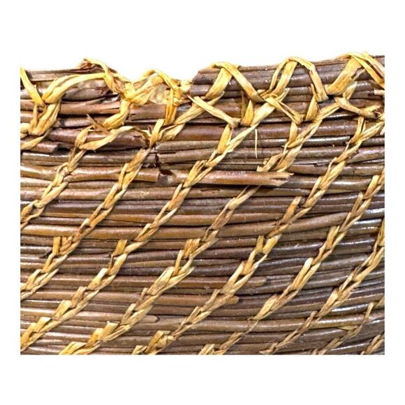 Handwoven Vintage Pine Needle Straw Brown Catch All Basket Home Deco Storage SEE - Picture 9 of 9